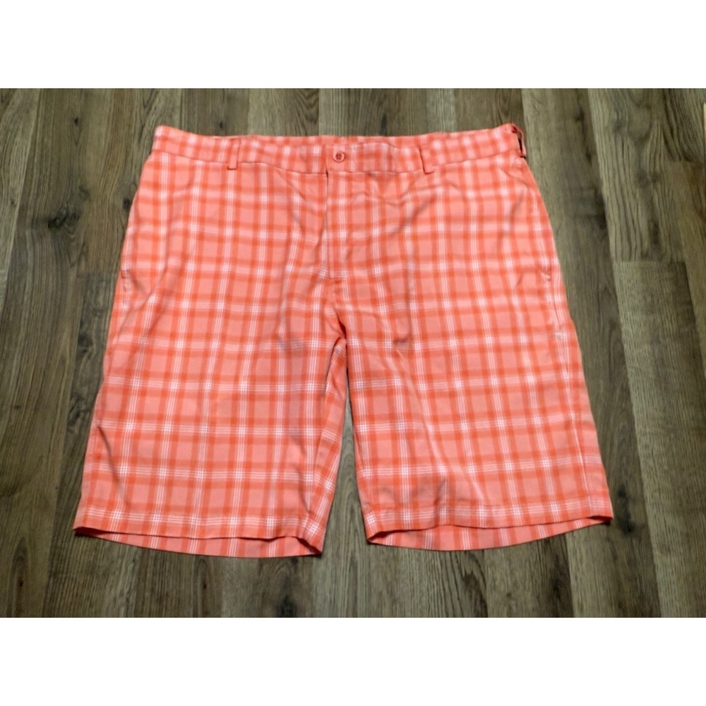 PING Shorts, Men's Size 40, Orange White, Plaid, Flat Front, Chino Shorts